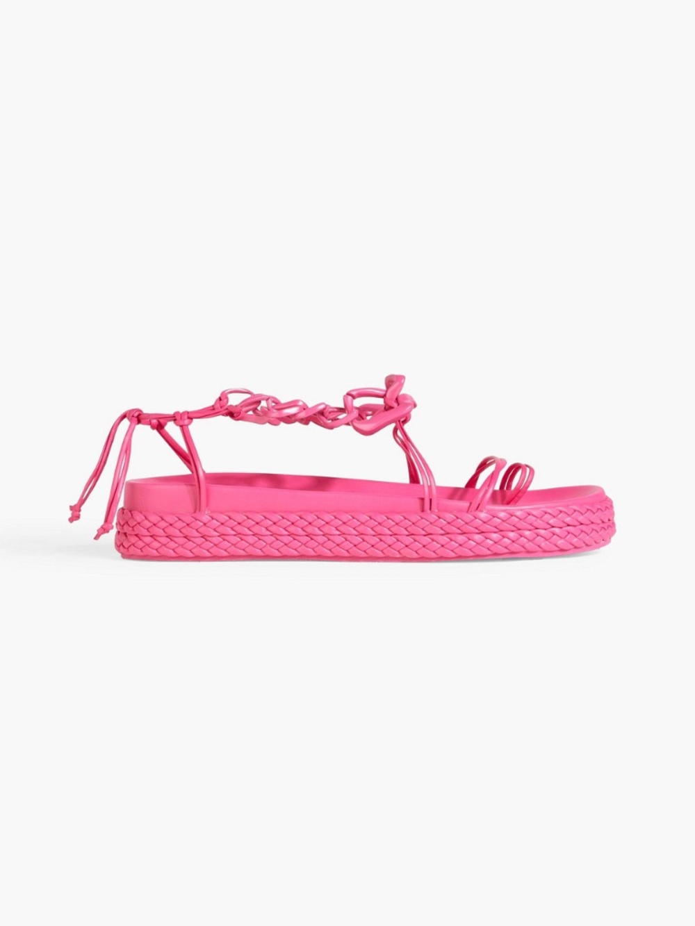 Aje Astrid Chain-embellished Leather platform sandals  fuchsia hot pink braided